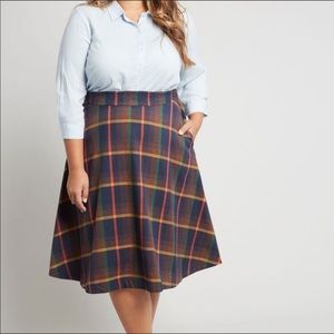 ModCloth Plaid Tartan Long Modest A-line Midi Skirt Women’s Plus Size 2X